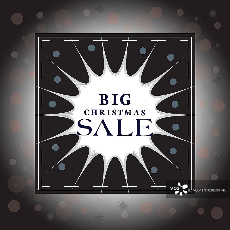 圣诞促销。带有雪花和闪亮火花的矢量背景。徽章 - 插图图片素材