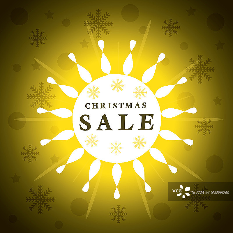 圣诞促销。带有雪花和闪亮火花的矢量背景。徽章 - 插图图片素材