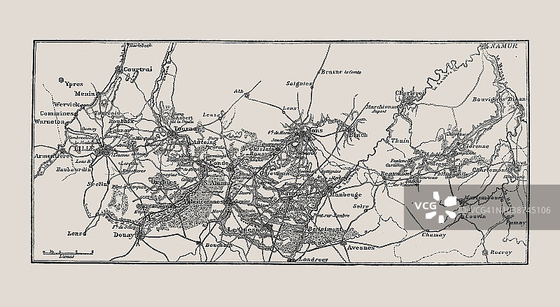 法国大革命，1792年4月战时事件地形图图片素材