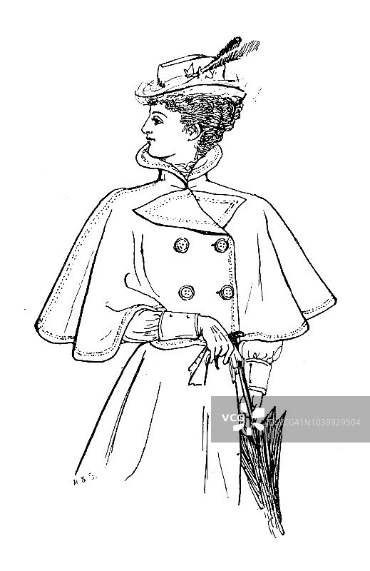 古董雕刻插图：19世纪时尚图片素材