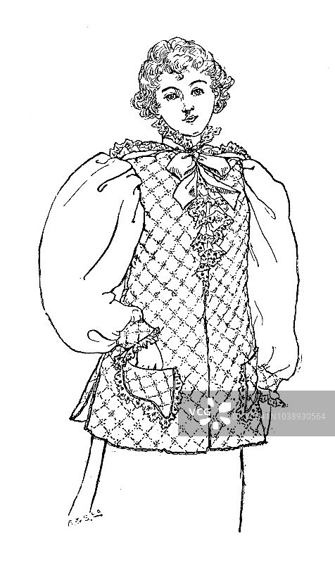 古董雕刻插图：19世纪时尚图片素材