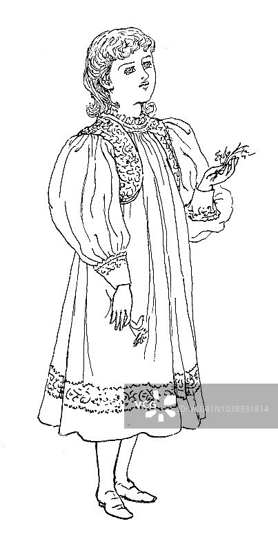 古董雕刻插图：19世纪时尚图片素材