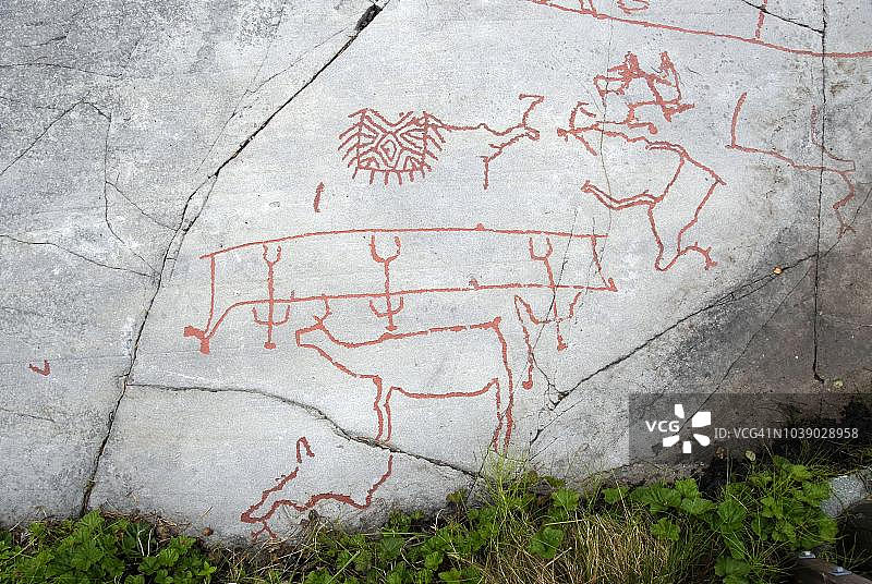 挪威阿尔塔岩画：驯鹿与世界遗产图片素材