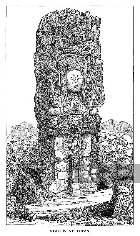 科潘的玛雅雕像图片素材