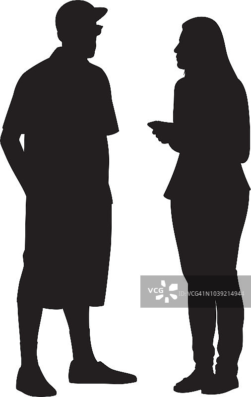 年轻情侣站立剪影图片素材