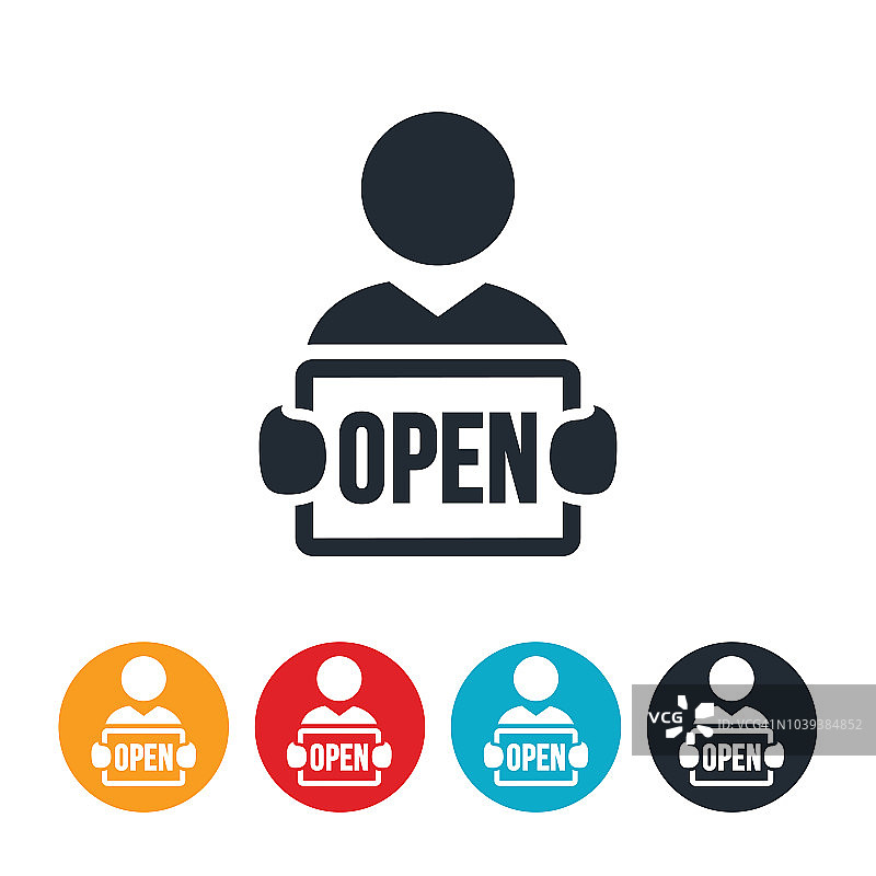 商务人士手持开放标志图标图片素材