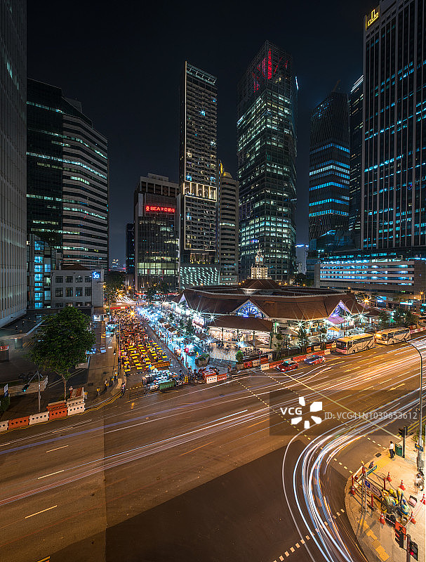 新加坡夜景天际线图片素材