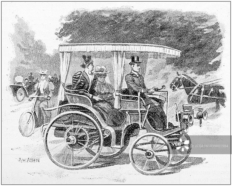 古董绘画插图：马车图片素材