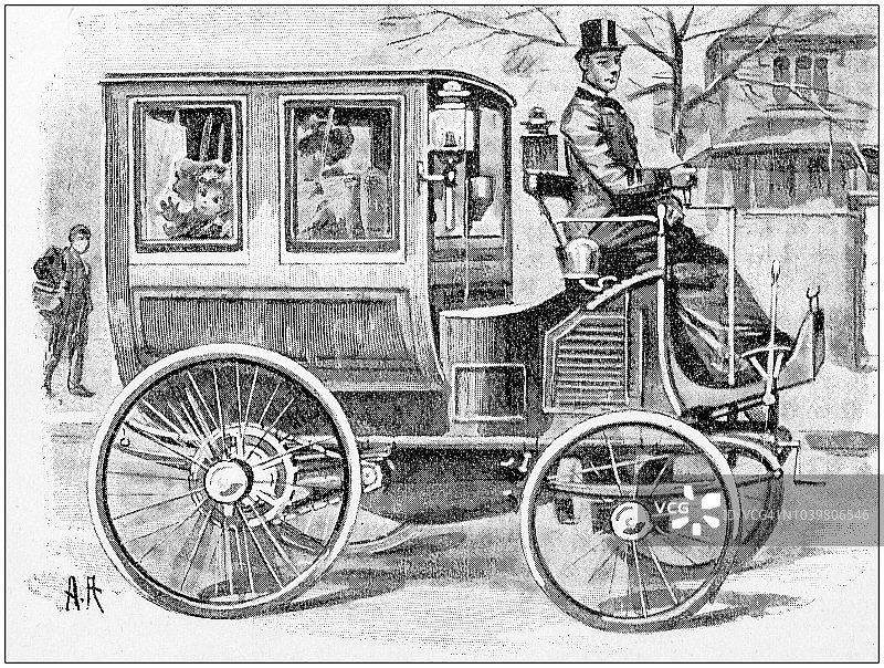 古董绘画插图：马车图片素材