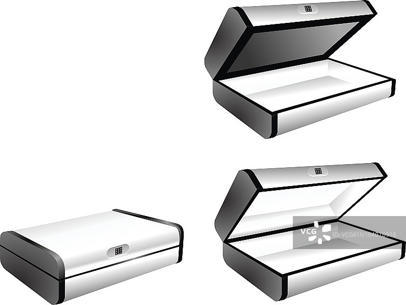 银色金属密码现金箱图片素材