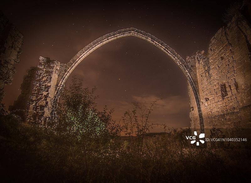 夜间遗址教堂拱门罗马照明图片素材