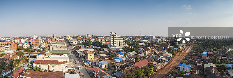 马德望城市全景和火车站图片素材