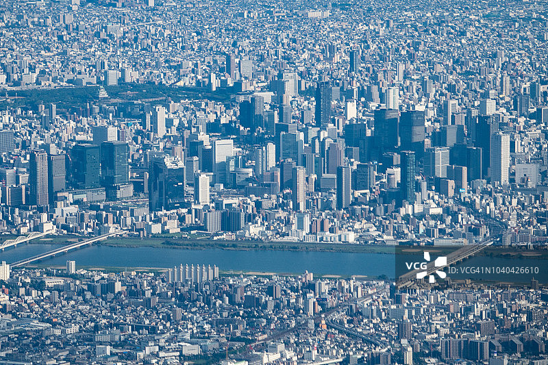 日本大阪市中心航拍景观图片素材
