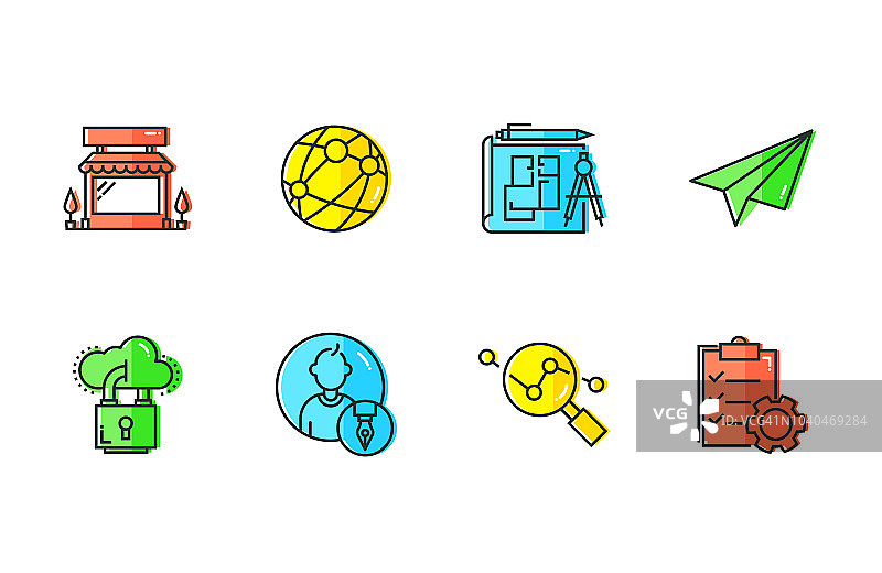 商业发展 - 领线图标集图片素材