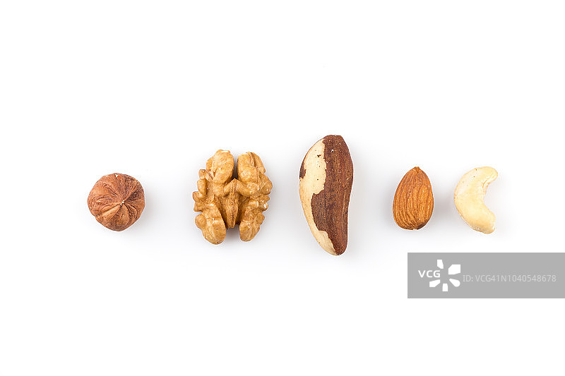 花生、核桃、杏仁、榛子、巴西坚果和腰果混合图片素材