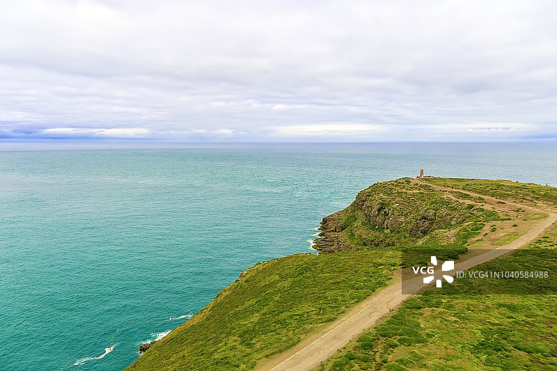 法国布列塔尼翡翠海岸弗雷埃尔海岬航拍景色图片素材