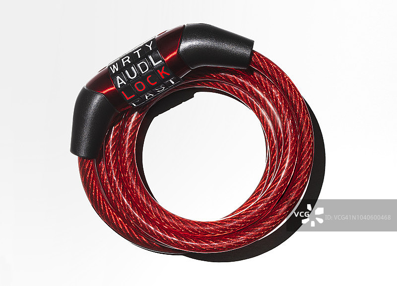 红色自行车锁图片素材