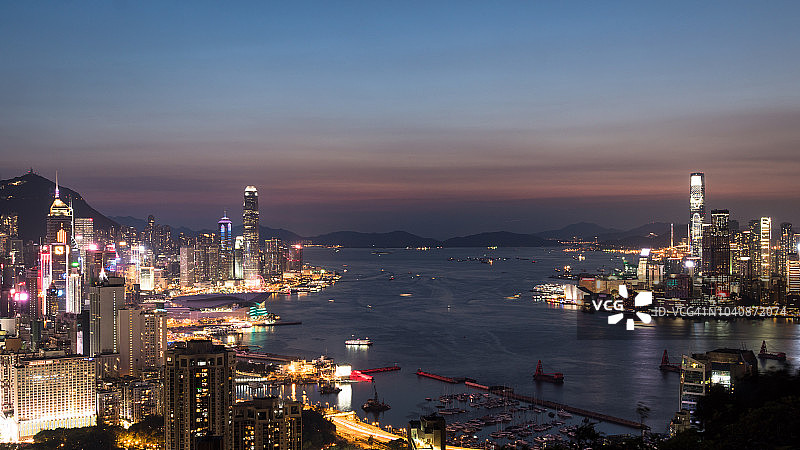 香港岛中环的壮丽暮色图片素材