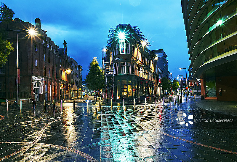 莱斯特市黄昏时的文化区图片素材