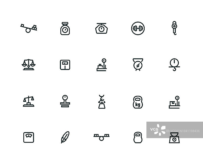 重量图标集——粗线系列图片素材