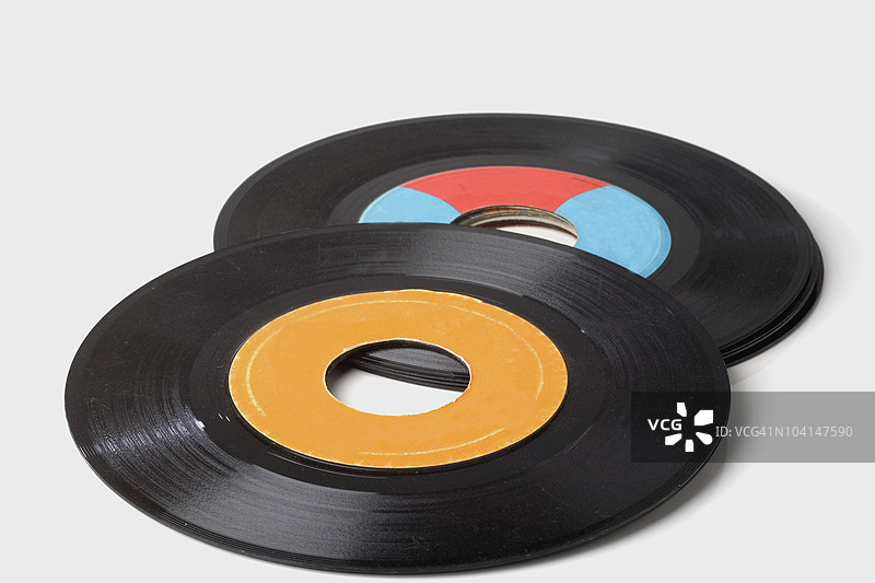 两张唱片的特写镜头图片素材