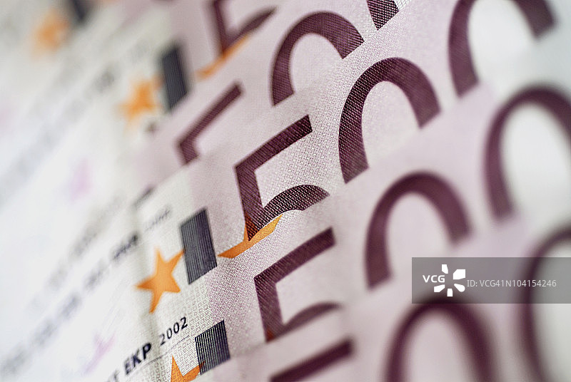 五百欧元纸币的特写图片素材