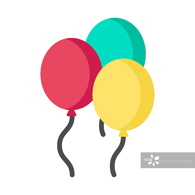 卡通扁平风格的一束气球，在白色背景上隔离图片素材
