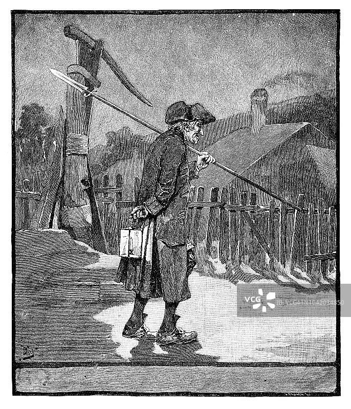 社区巡逻的老人图片素材