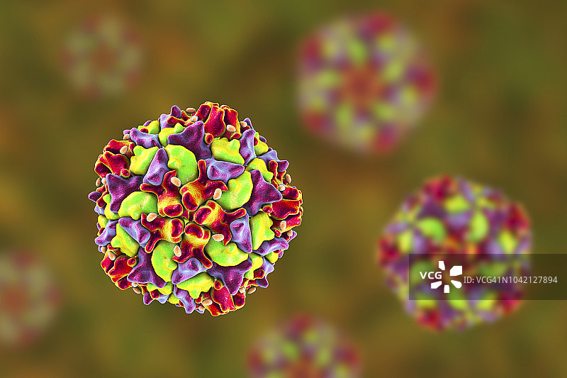脊髓灰质炎病毒颗粒插画图片素材