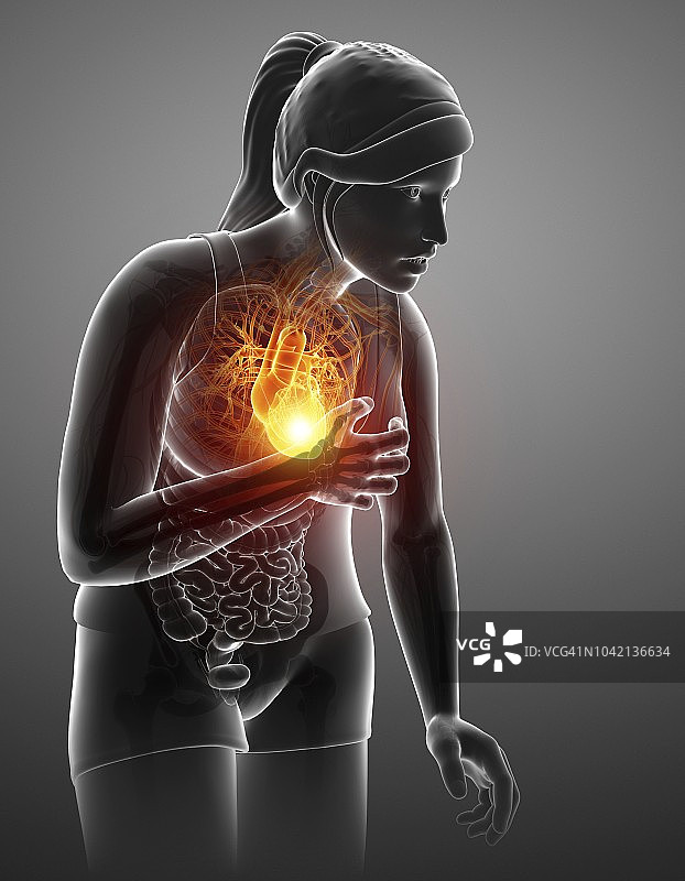 胸痛的女人插画图片素材