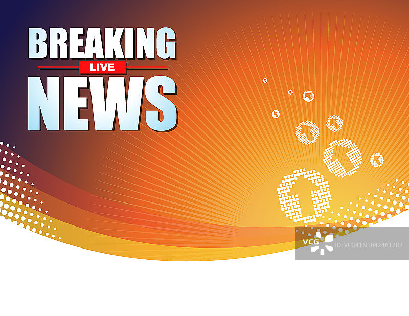 橙色背景的突发新闻头条图片素材