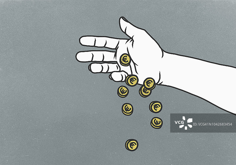 手持欧元硬币图片素材