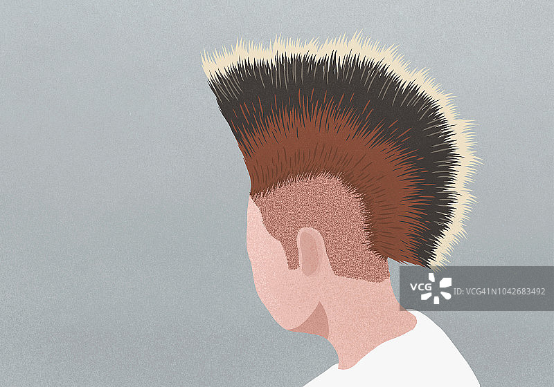 留莫霍克发型的男人轮廓图片素材