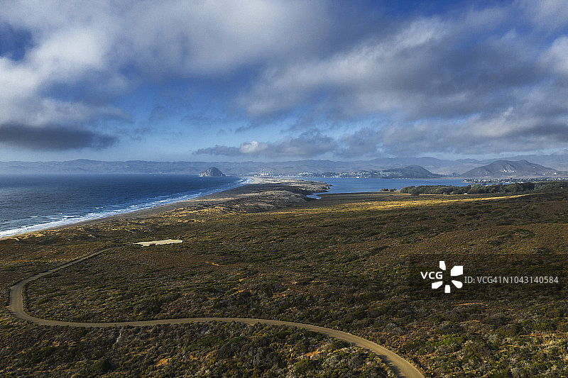 大苏尔公路和海岸线鸟瞰公路旅行图片素材