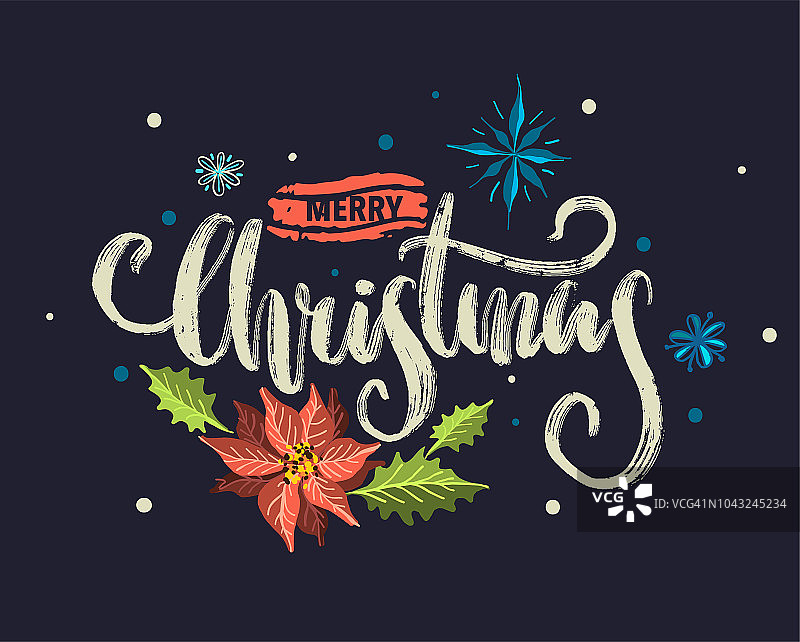 手绘字体圣诞贺卡图片素材