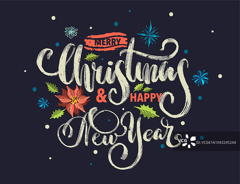 手绘字体圣诞贺卡图片素材