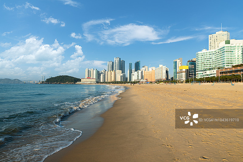 釜山海云台海滩：韩国著名海滩图片素材