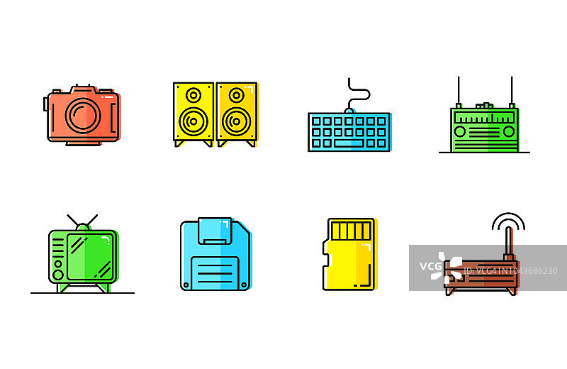技术：项圈线条图标集图片素材