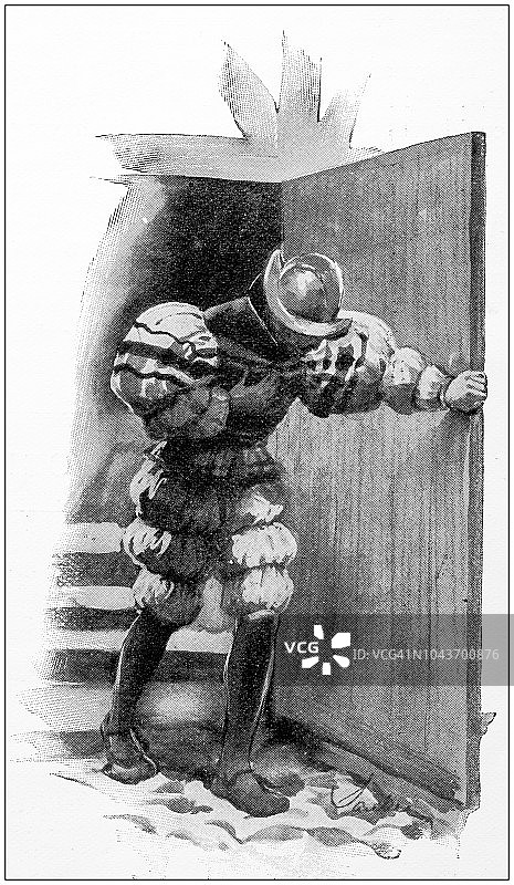 古代绘画插图：受伤的男人图片素材