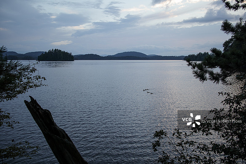 黄昏时分的萨拉纳克湖风光图片素材