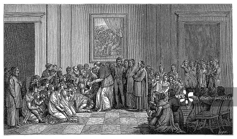 1805年庇护七世教皇祝福信徒图片素材