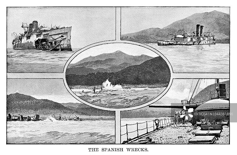 美西战争中的西班牙沉船图片素材