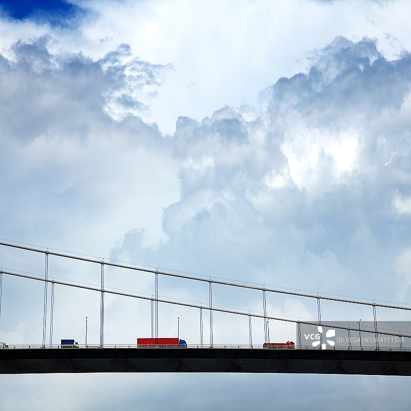 伊斯坦布尔博斯普鲁斯海峡大桥多云天空特写图片素材