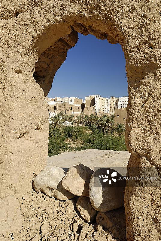 也门哈德拉毛，希巴姆老城区景观图片素材
