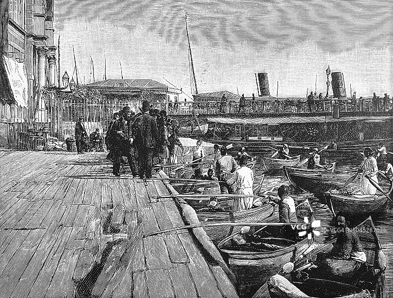 海港工作场景 - 1895年图片素材
