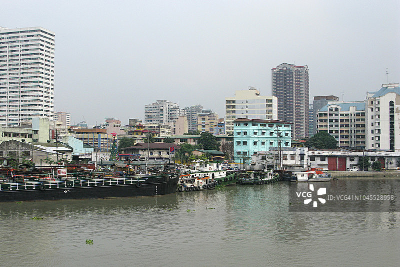 马尼拉天际线和帕西格河，菲律宾图片素材