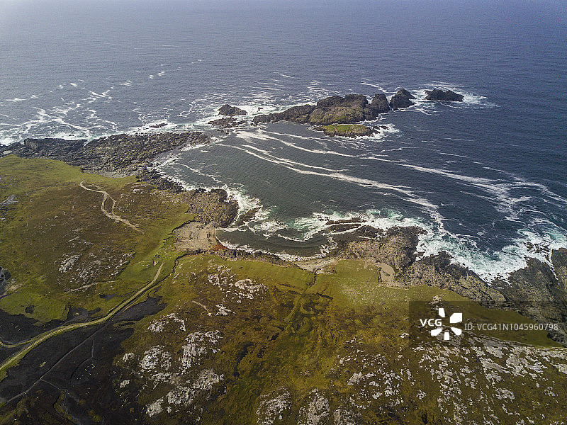 航拍爱尔兰戈尔韦郡伊尼什博芬岛图片素材