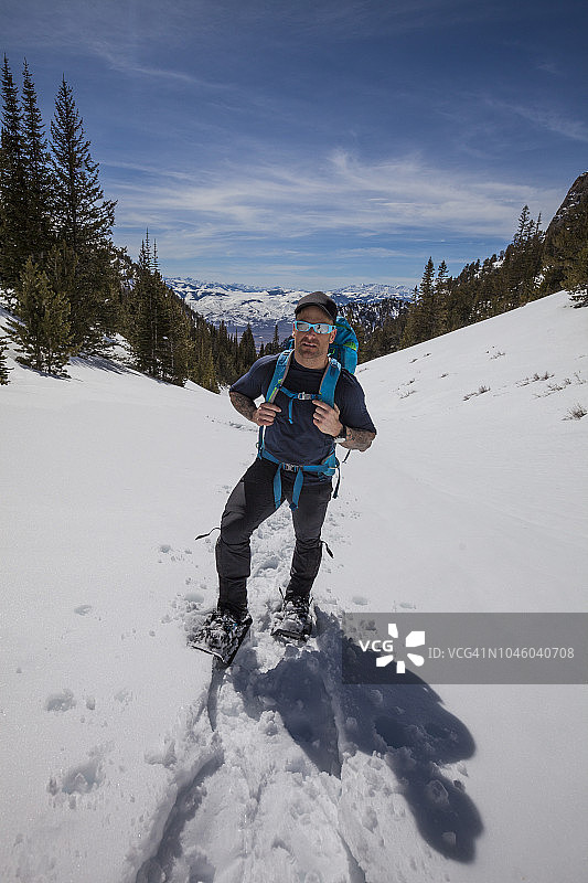 美国爱达荷州迷失河山脉的登山者图片素材