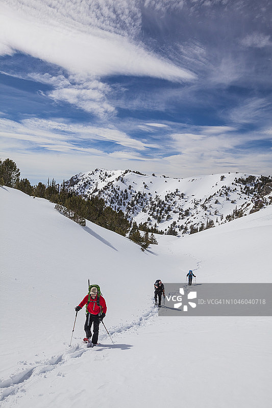 美国爱达荷州迷失河山脉的登山者图片素材