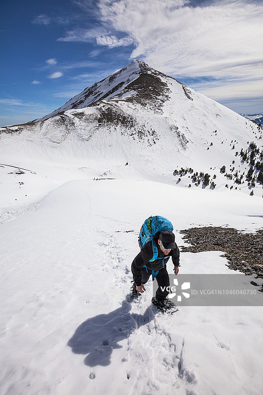 美国爱达荷州迷失河山脉的登山者图片素材